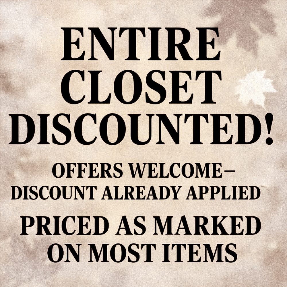 Discounted Closet Sale On CLOTHING AND MOST HANDBAGS.
